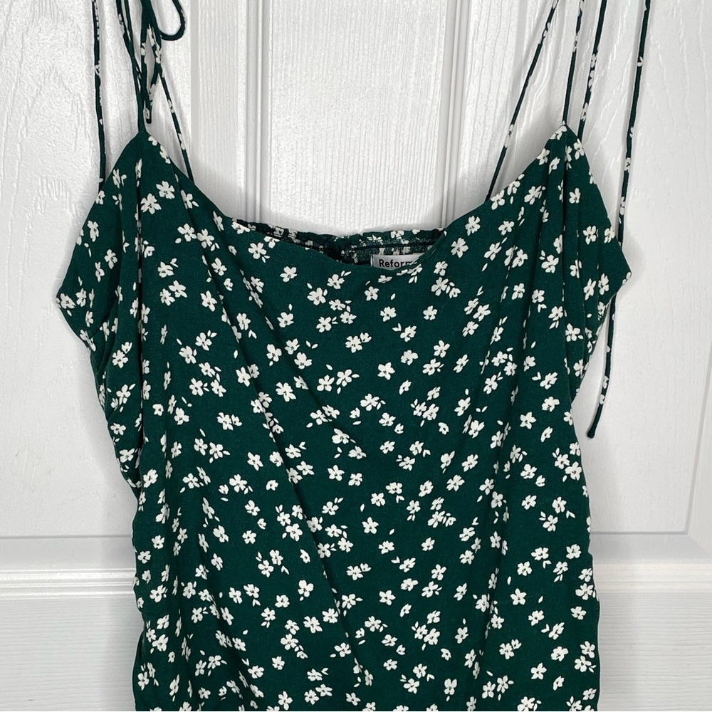 Reformation Lupe Ditsy Floral Spaghetti Strap Top in Annette Green 12 - Picture 6 of 14